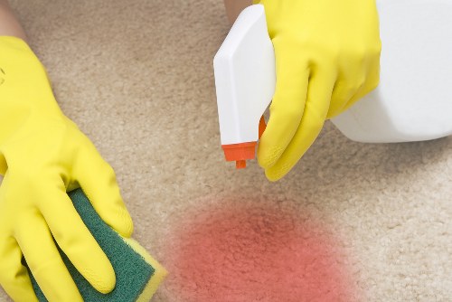 Cleaning professional preparing equipment with safety focus