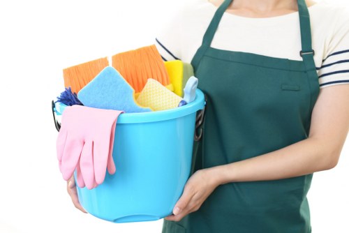 Commercial cleaning team working in an office building in N1
