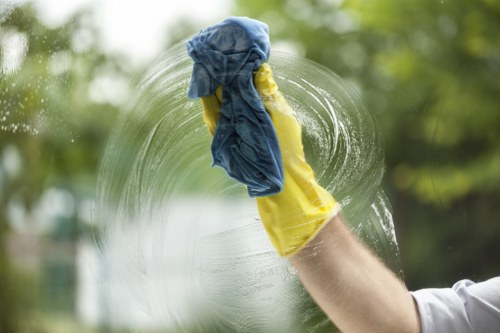 Team-focused cleaning service working in a tidy environment