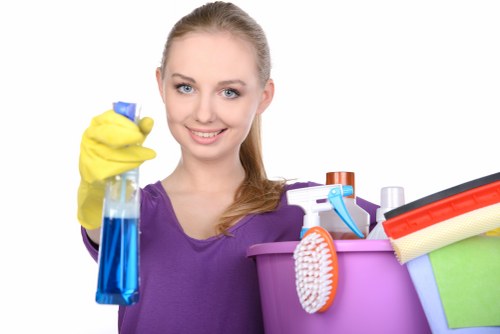 Modern office interior maintained by cleaners in N1